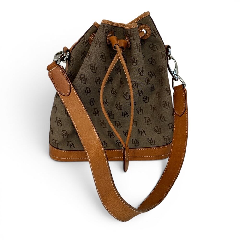 Vintage Dooney & Bourke Monogram Drawstring Bucket Bag